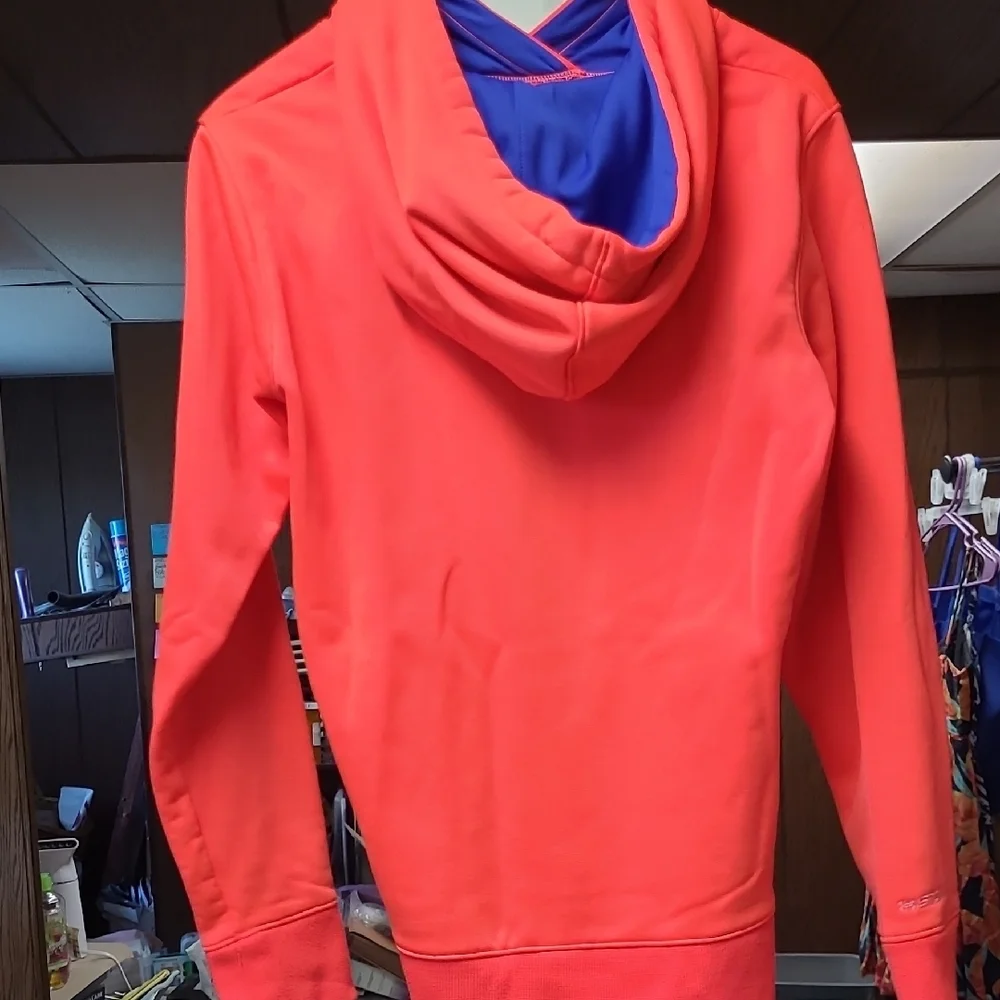 Under Armour Vibrant Pink/ Orange Hoodie with Blue Logo - Picture 4 of 4